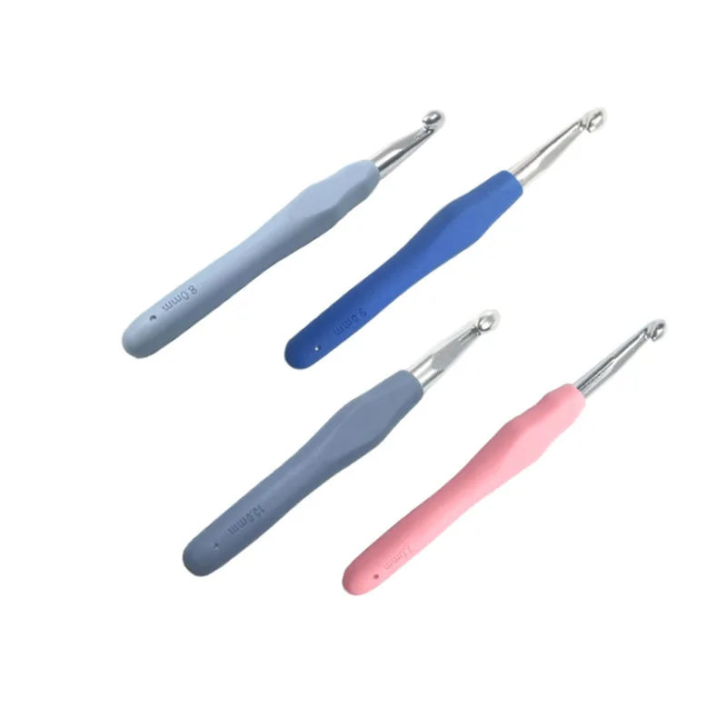 Crochet Hook 2.0-6.0mm Aluminum Crochet Needles With Colorful Soft Rubber Grip Cushioned Handles Knitting Needles