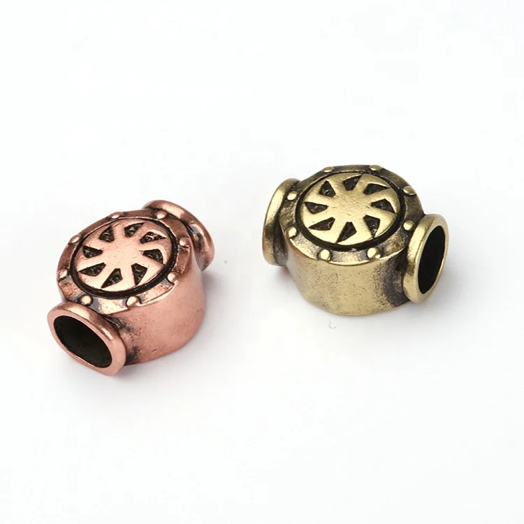 Supply Antiqued Silver Large hole The wheel Spacer Beads for men bracelet jewelry making