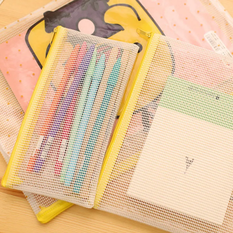 
Durable Waterproof Cute Pvc Mesh Zipper Document Bag 