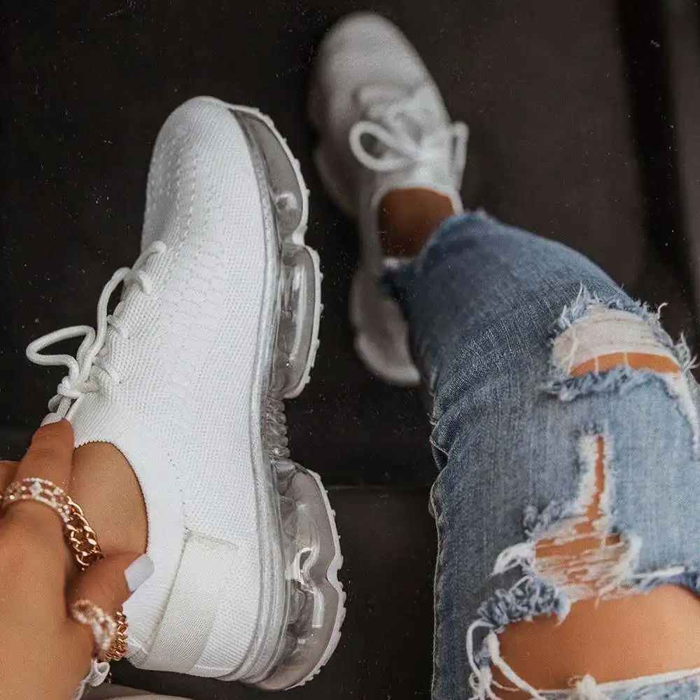 
Ladies Fashion Shoes Sneakers 2020 Women Flat Slide White Sneakers Running Lace Women Casual Shoes 