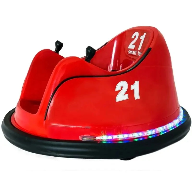 Toddler electric bumper car race track with remote for kids indoor 360 spinning ride battery powered bumper car with led lights