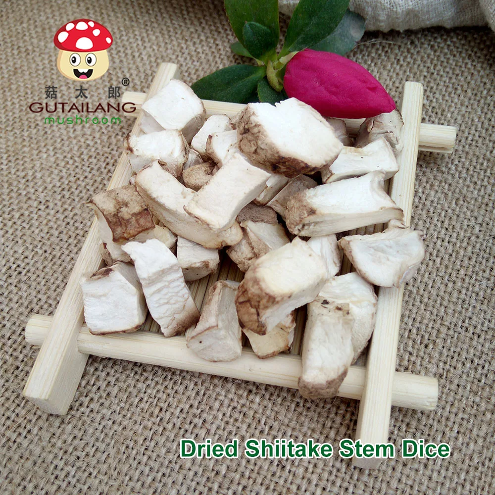 Gutailang Factory Direct Selling Dried Edible Fungi Shiitake Mushroom Stem Dice 5*5  Dried shiitake Cube Granules Kibbles Chips