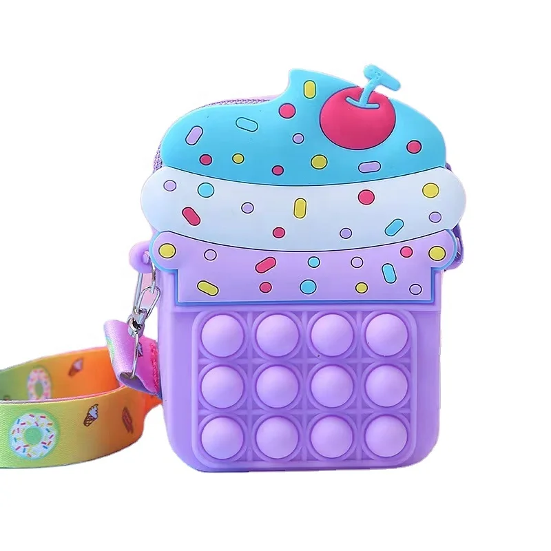 2024 hot sale Silicone Coin Purse Mini Crossbody Bags Fidget Purse for girls