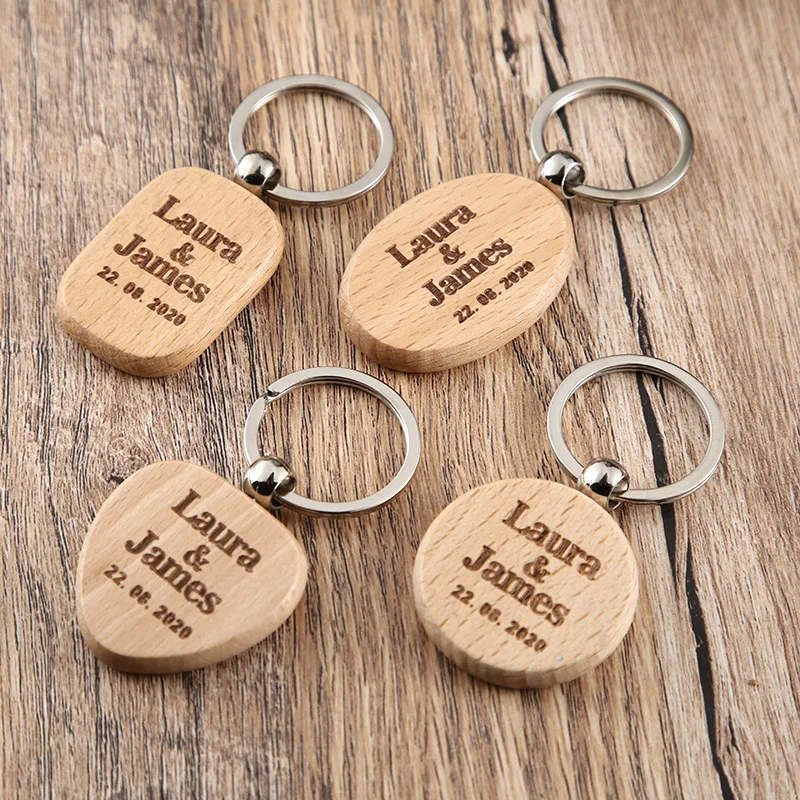 Personalized Souvenir Gift Name Date Logo Custom Blank Wood Keychains For Engraving