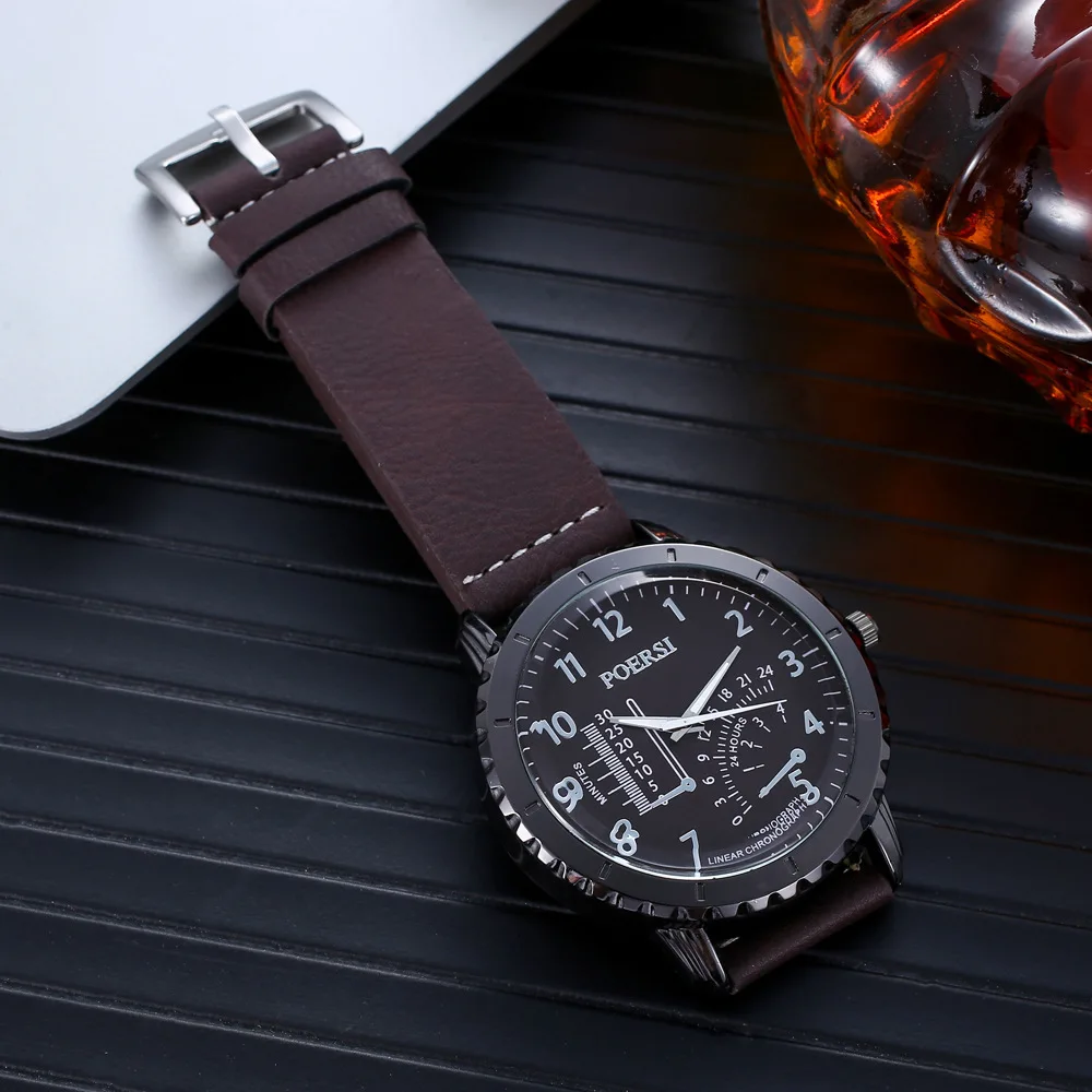 Wholesale Fashion Luxury Gift Business Box Belt wallet Glasses 4-piece Set Leather Wristwatch Quartz Men's Watches Set For Men