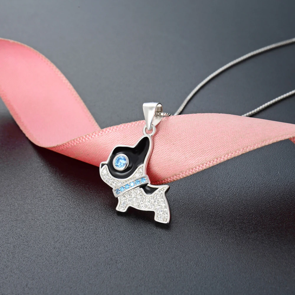 Women girls silver jewelry s925 sterling silver lovely cute child silver animal pendant cartoon dog necklace pendants