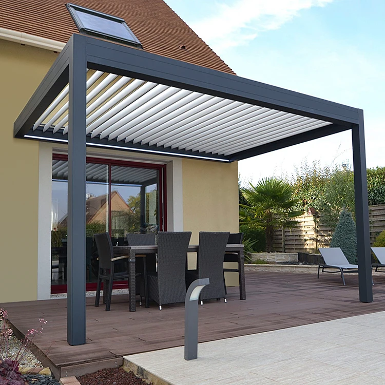 Factory Direct Uv-Resistant Garden Aluminium Pergola Metal Gazebo Pavilion Automatic Shades Pergola
