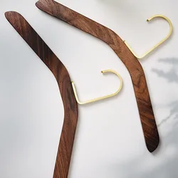 Nordic Hotel B&B Retro Brass Clothes Hanging Rack Solid Wood Black Walnut Non-trace Non-slip Household Wardrobe Hanger