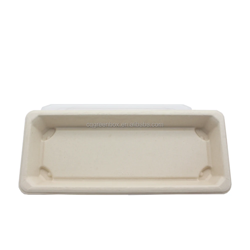 Wholesale Supply Compostable  Custom Sushi Box Bagasse Sushi Tray With Lid