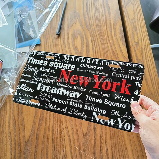 Modern original name place for New York aluminum car licence plate car plate with letters