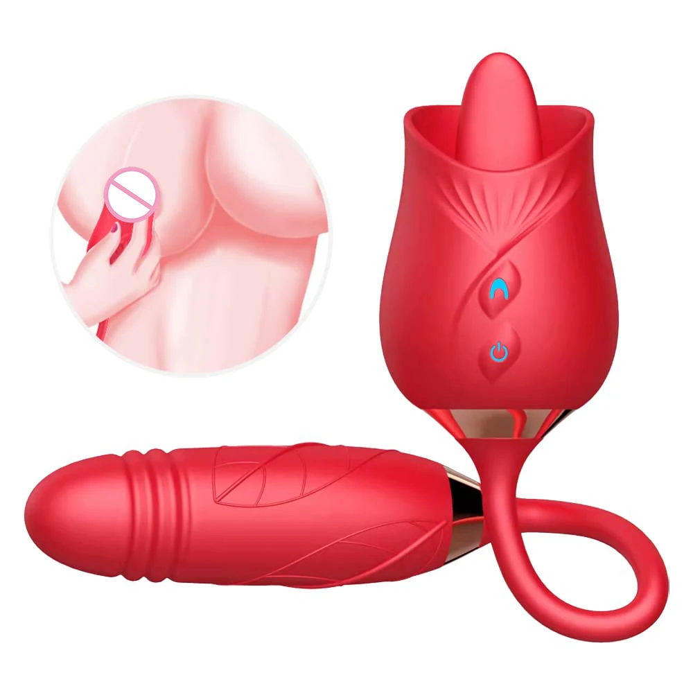 Waterproof Quiet Vaginal Anal Masturbation Female Rose Sex Toys Tongue Licking Clitoral Vibrator For Women With Vibrating Egg