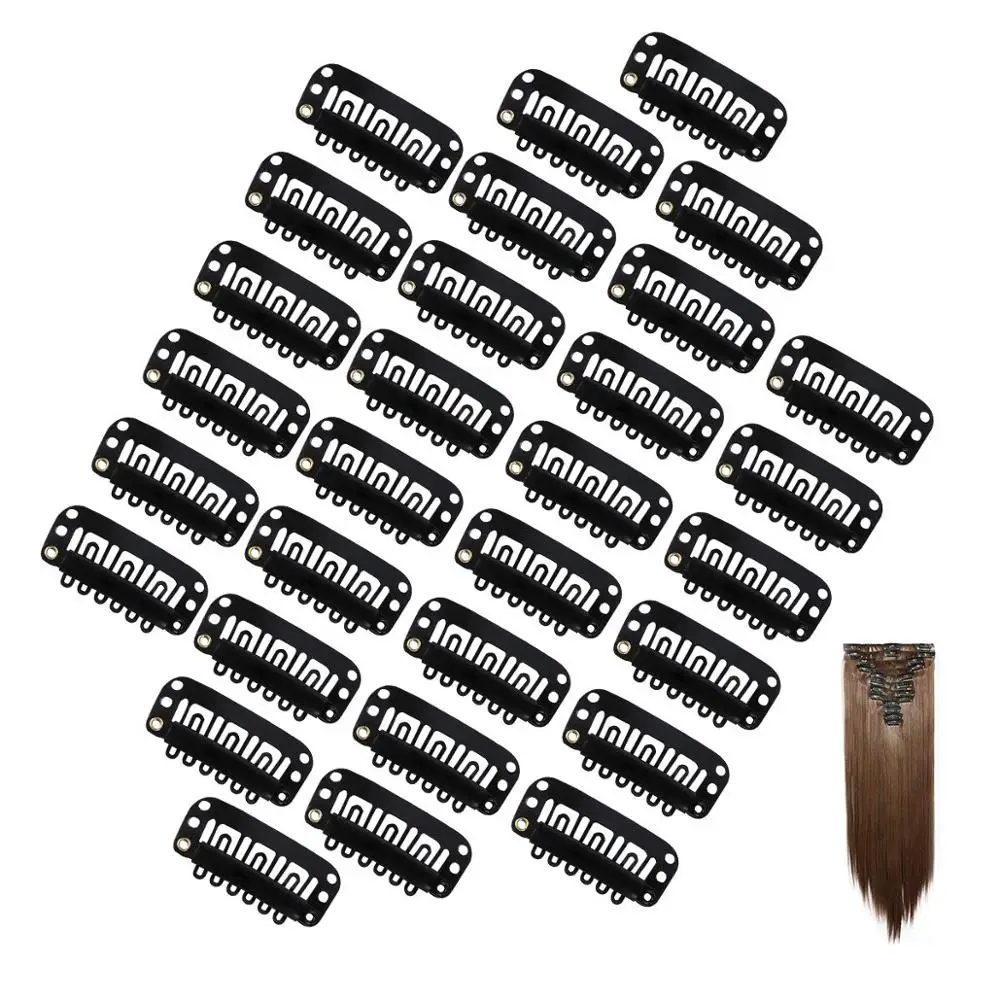 
1000pcs 28mm Blonde/Brown/Black Hair Extension Comb Wig Clips 6 Teeth U shape Metal Clip For Hair Extension Wig Comb Clip  (62258383480)