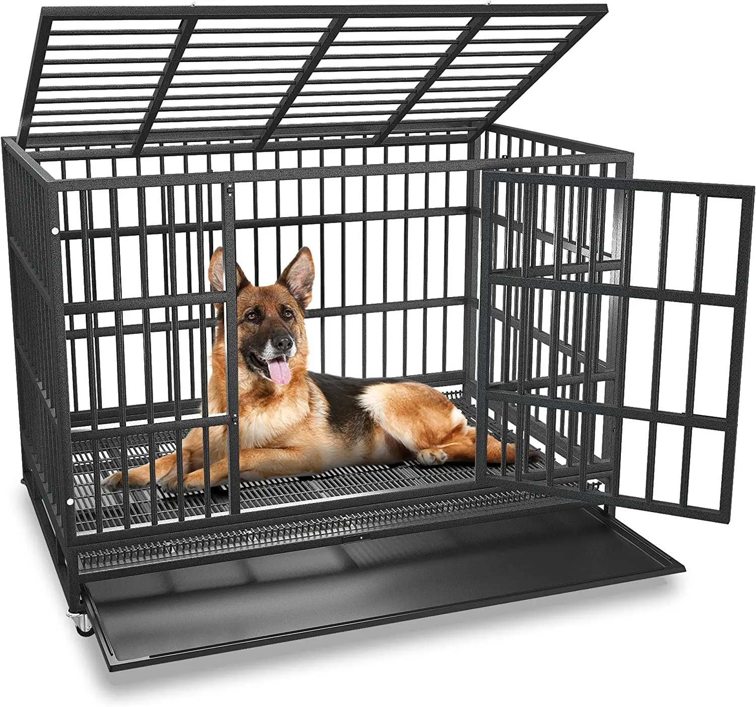 Veterinary Stackable Silver Dog Crate Stainless steel dog cage puppy cage with try large size