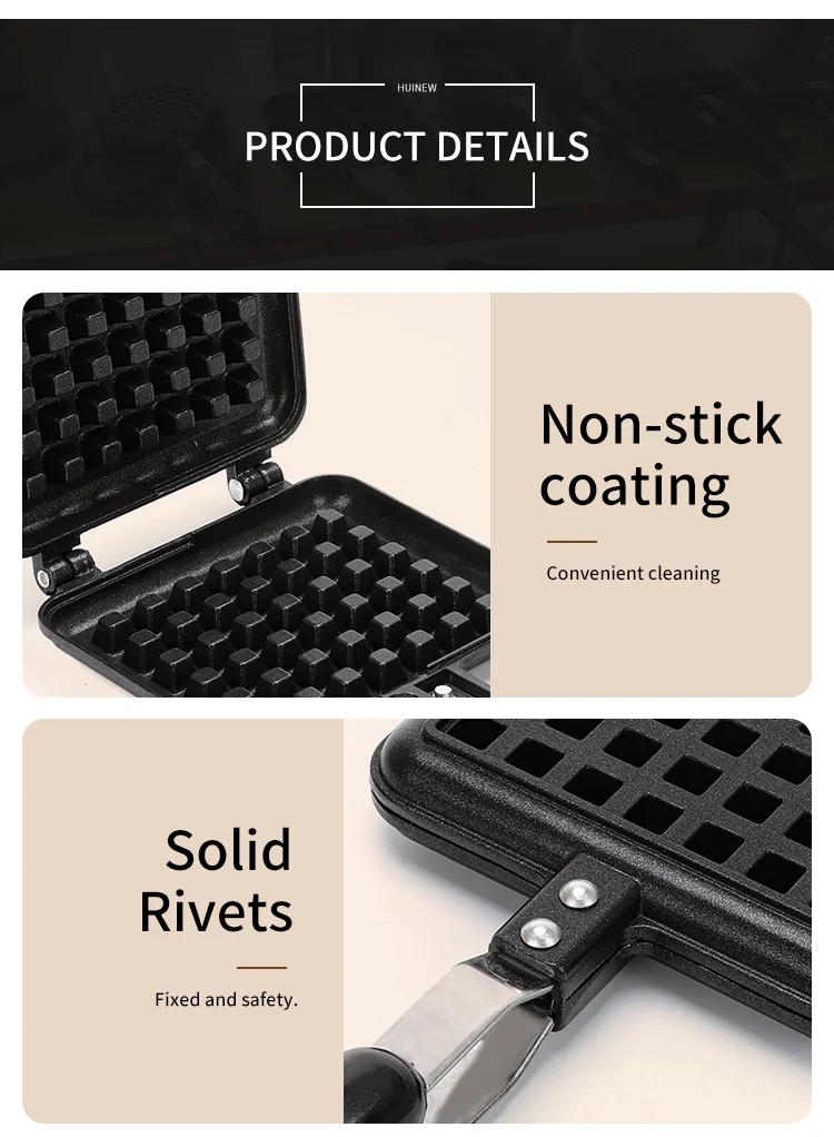 Non-Stick Waffles Maker Machine Kitchen Waffle Baking Mold Gas Pan Bubble Egg Cake Oven Breakfast Machine