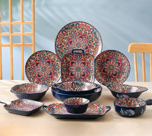 Bohemian dishes and tableware set, household baking tray, assorted dishes dinnerware set