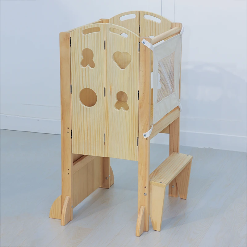 3 in 1 Montessori Foldable Kitchen Step Stool Toddler Wood Learning Tower