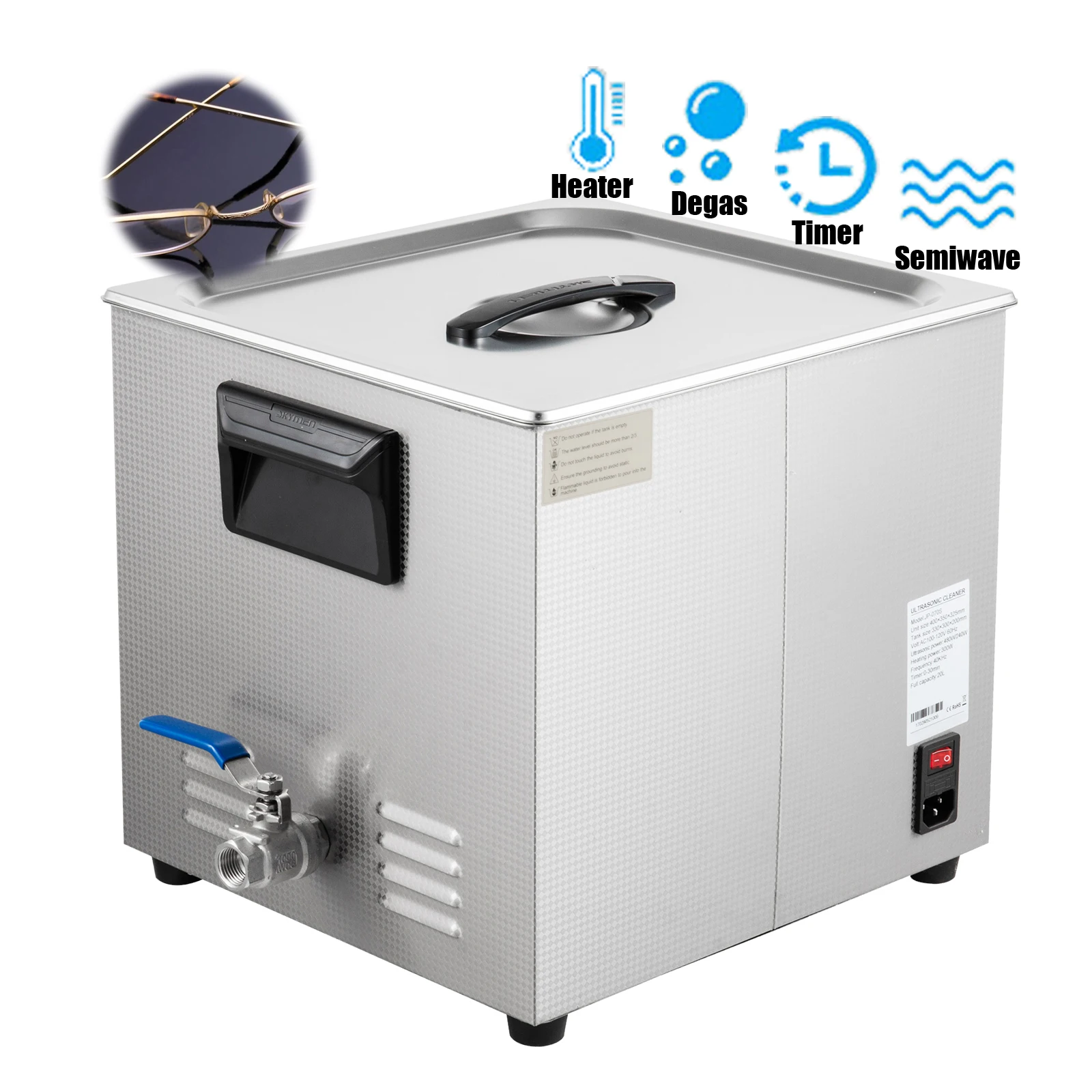 Ультразвуковой очиститель зубов, ультразвуковой очиститель 20 л, цифровой ультразвуковой очиститель, подходит для очистки очков