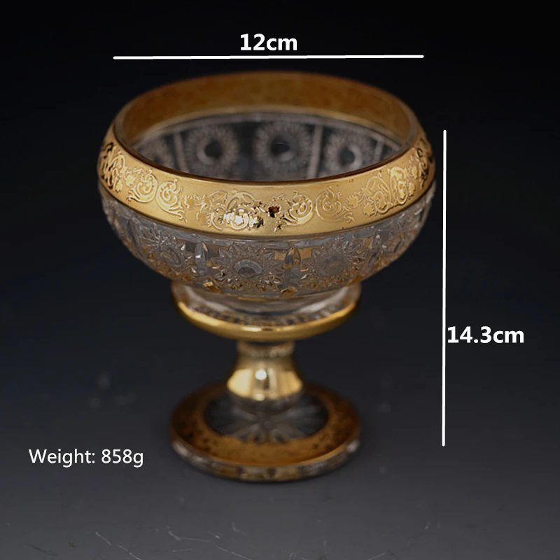 wholesale custom mid-east gold plated glass fruit bowl