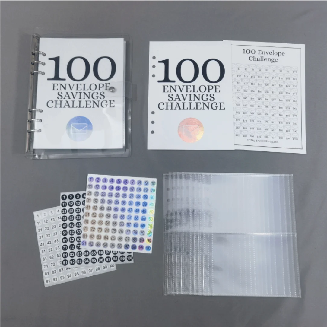 pvc transparent notebook spiral binder daily planner customized budget planner 100 envelope savings challenge a5 binder