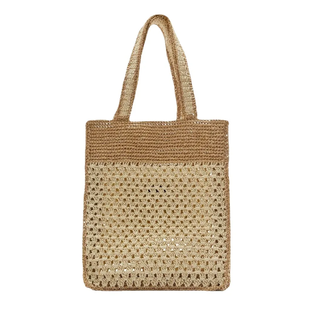2022 The Newest Style Ladies Handbags Summer  Leisure Paper Straw Woven  Beach Tote  Fashion Custom Crochet Beach Travel Bag