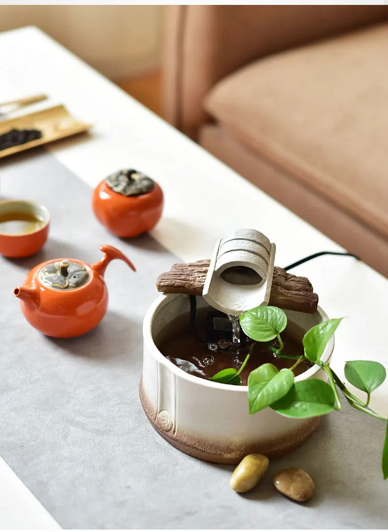 Zen style help relax resin fountain ornament with water flow clear mind calm down gift water fun circula office desk decor