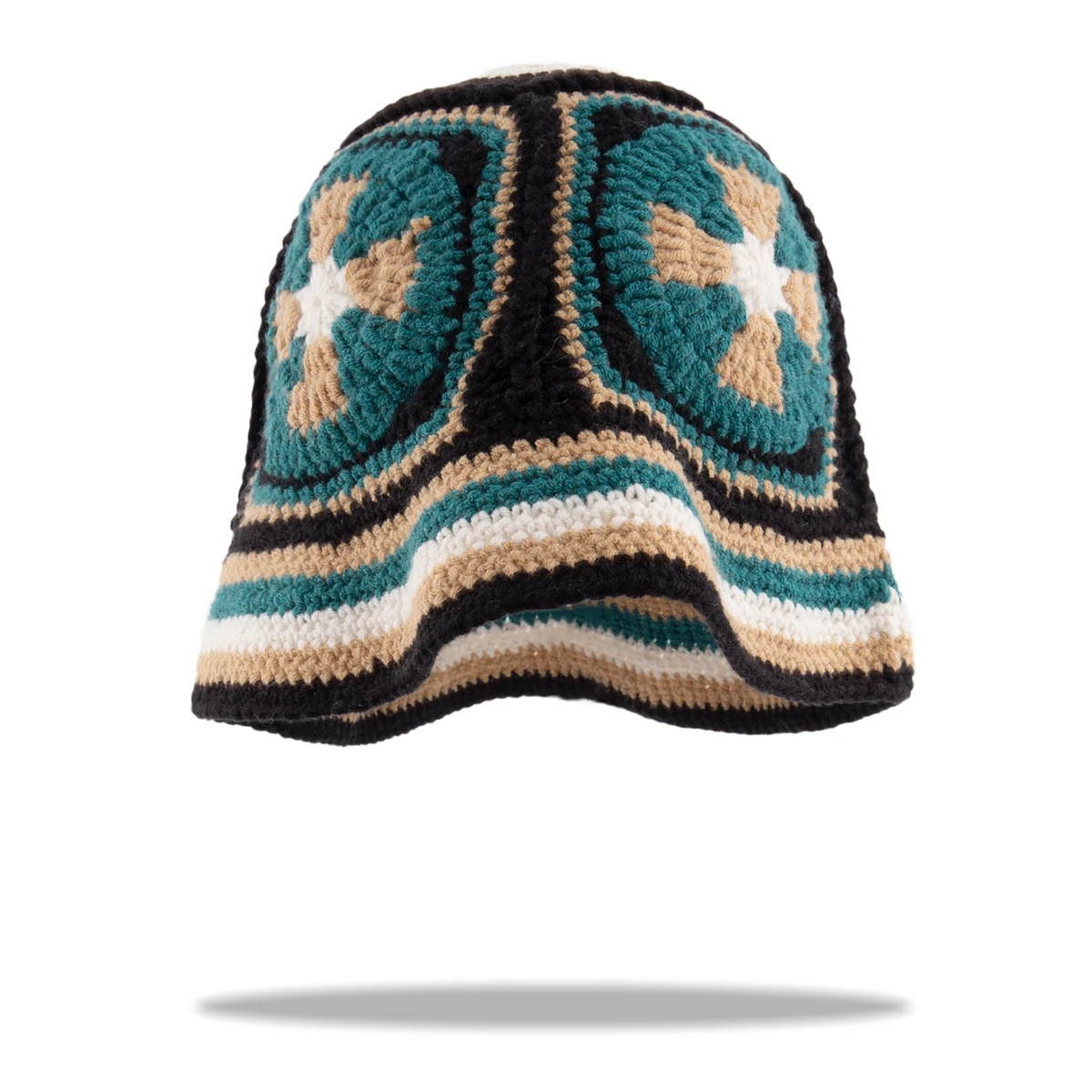 Designer Custom Knitted Flower Decor Bucket Crochet Sun Hats for Women