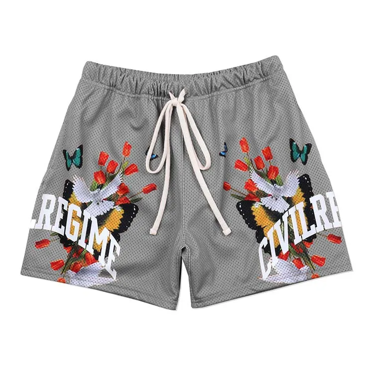 New Custom Logo Men Double Layer Gym Mesh Graphic Sweat Gym Mesh Fashion Sublimation Powerlifting Shorts