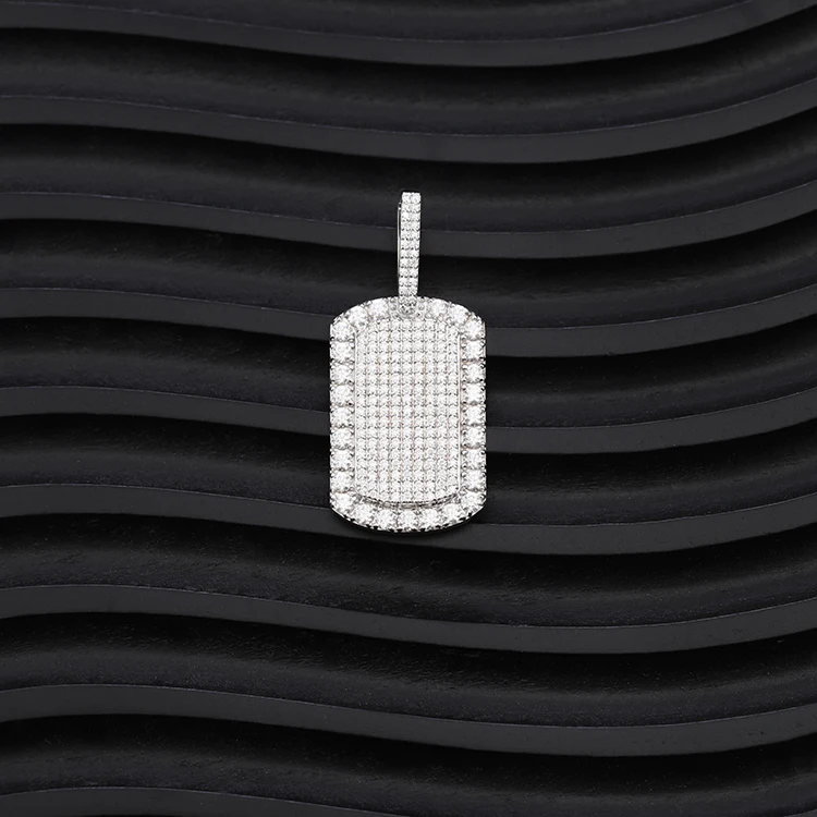 RTS square pendant white gold plating s925 silver with iced out moissanite pendant hip hop mens jewelry custom pendant