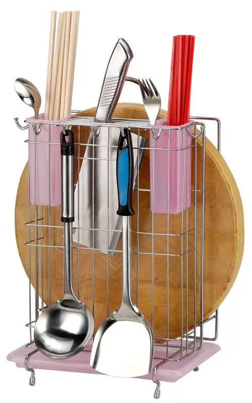 Kitchen  Stainless Steel Cutlery Holder Chrome Plating Kitchen Tools Basket Knife Rack For Fork Spoon Chopsticks