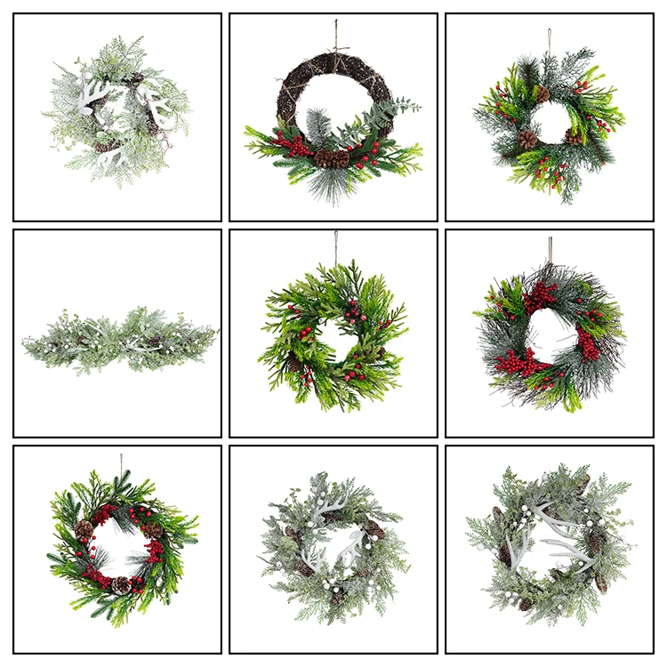 Christmas supplies personalized custom popular new arrival luxury big christmas artificial wreaths with pink bow