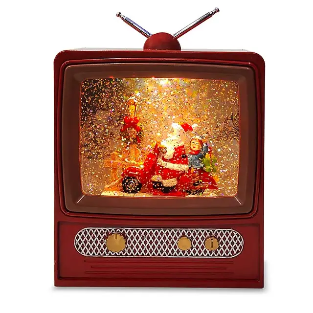 Christmas Decoration Led Music Snow Tv Globe Santa Water Glitter Holiday Gifts
