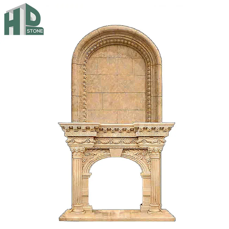 Real stone Indoor Hand Carved Cultured Natural Marble Fireplace Surround Stone Fireplaces