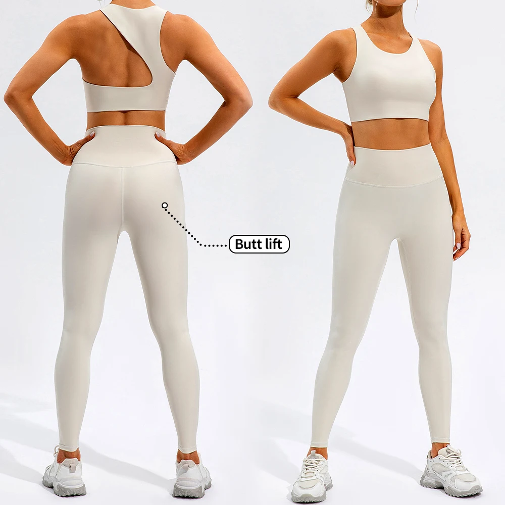 Custom Sports Yoga Wear Workout Activewear Gym Fitness Sets Women High Quality 2 Piece Butt Lifting Tummy Control Yoga Sets