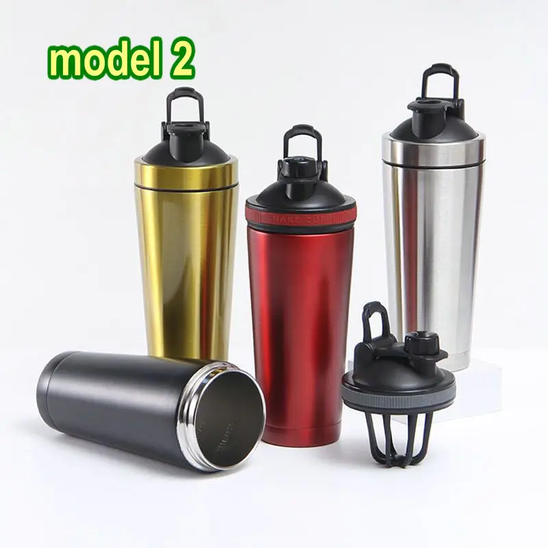 Custom 500ml 750ml double wall stainless steel shaker bottle vacuum insulated Steel Mixing Ball Gym wholesale protein