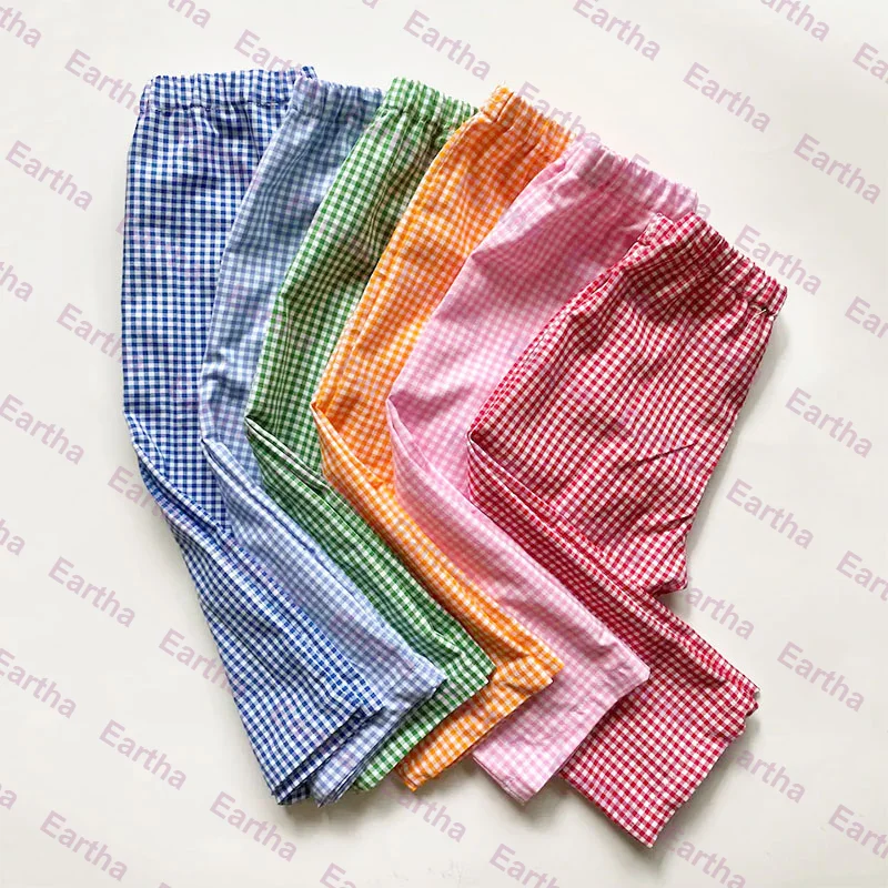 Boys Gingham Pants for baby woven fall winter Matching Shirts boys pants Gingham pants for children