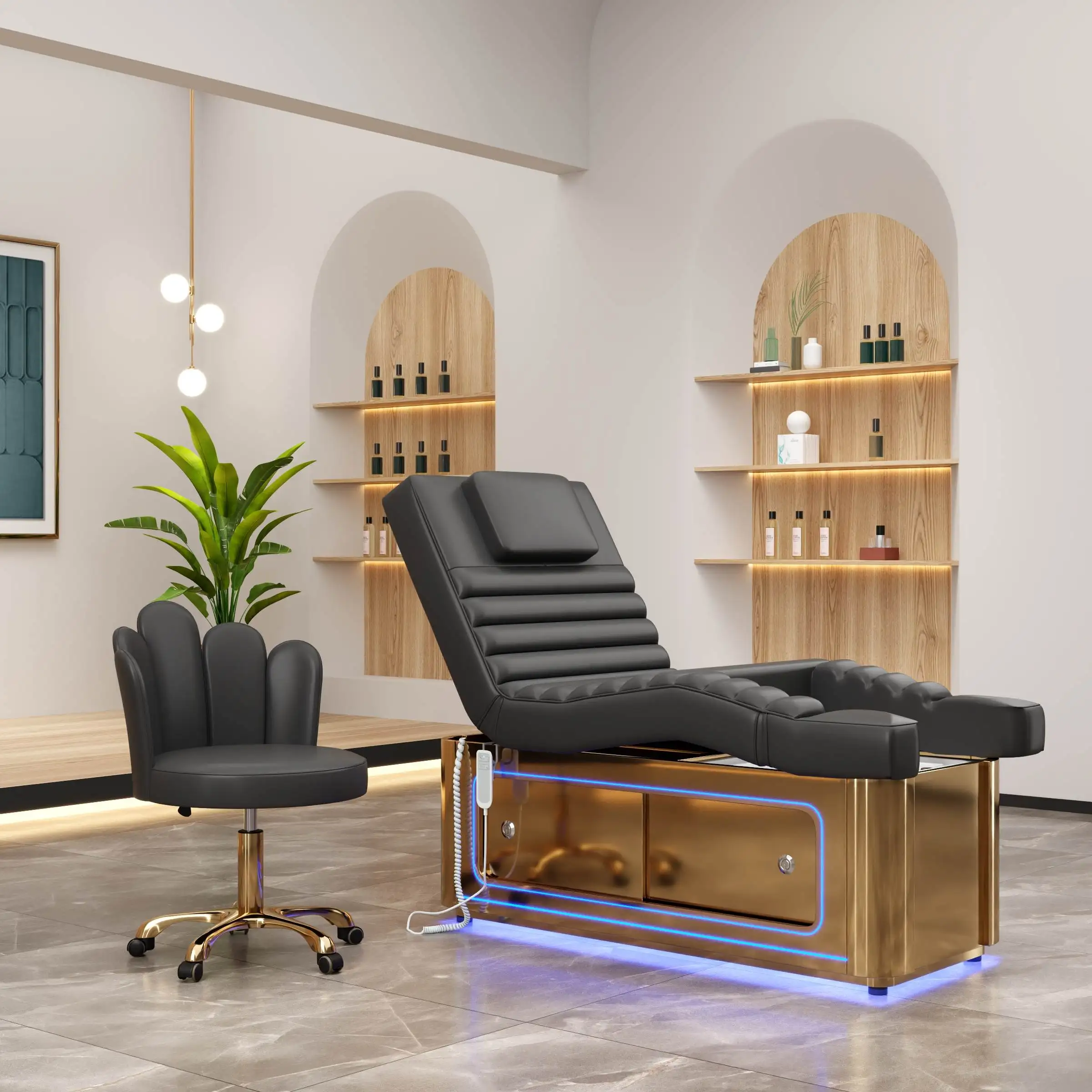 Hochey electric motor nugabest massage beds adjustable frame facial beauty spa bed with massage