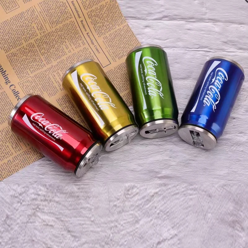 Wholesale Vacuum Ice Beverage Can 304 Stainless Steel Thermal Cola Can Personalized 280ML/480ML Double Wall  Can With Drink Lid