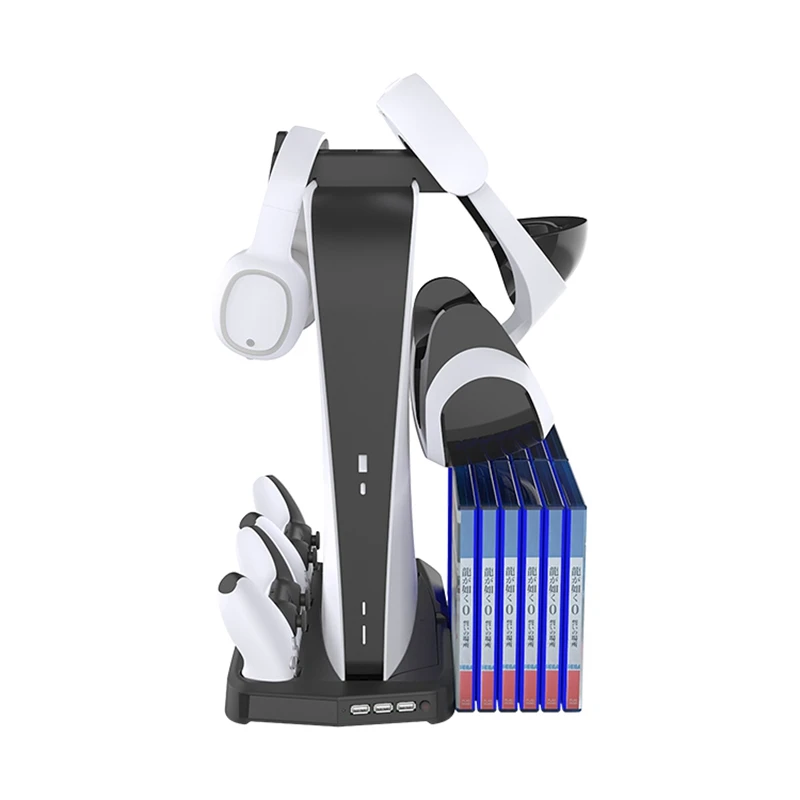 Многофункциональная охлаждающая подставка CoolRabbie для PS5, контроллер, зарядная док-станция для PS5, USB-концентратор, держатель для хранения дисков