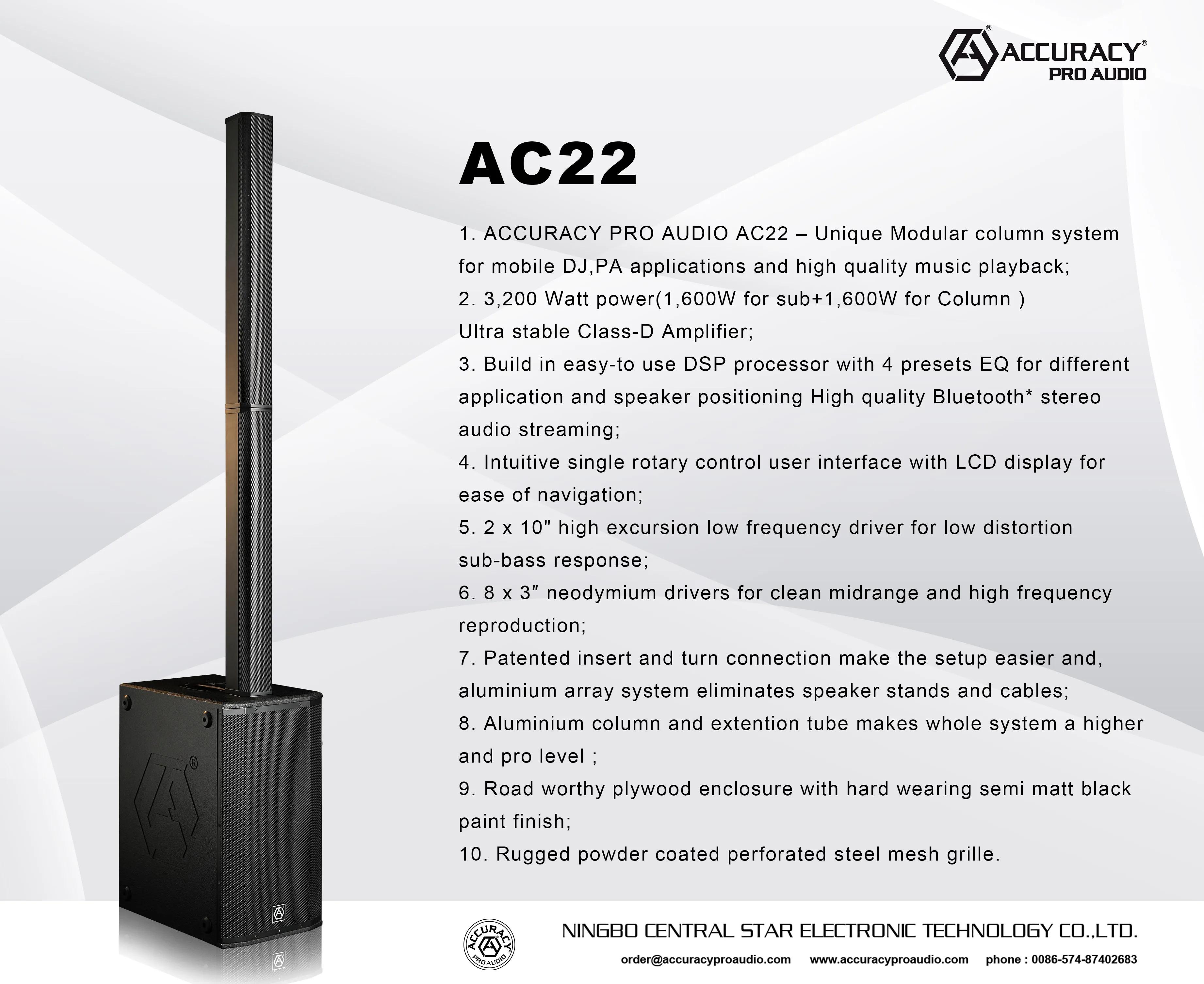 Accuracy Pro Audio AC22 Selling black Outdoor speech Activity dj 800W Professional Column Multimedia Speaker