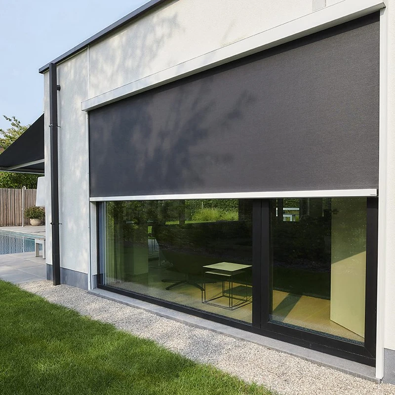 aluminum pergola roof curtain electric zip screen smart roller blinds for window