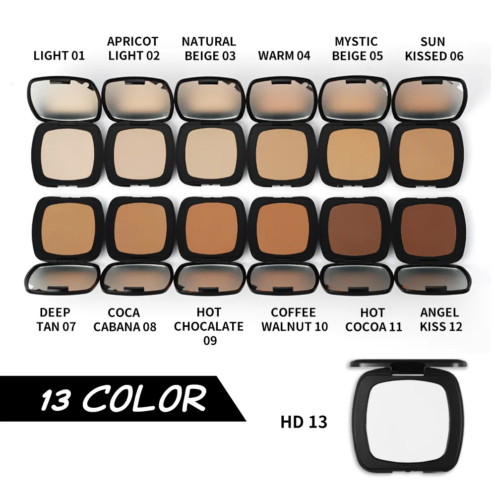 Matte Compact Powder With Puff Waterproof Full Coverage Pressed Powder Compact Case Private Label