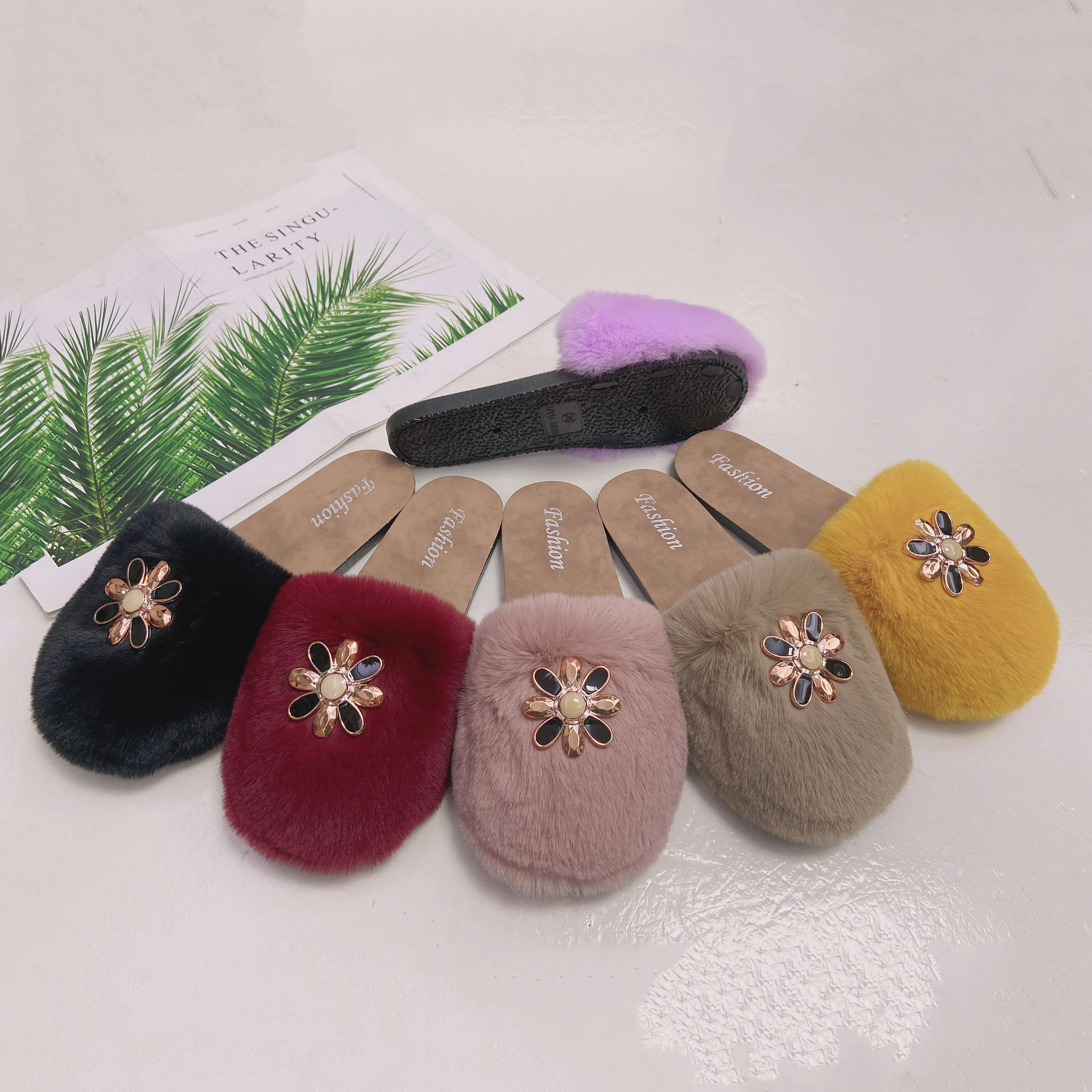 Высококачественные однотонные цветные удобные мягкие Симпатичные плюшевые детские тапочки для дома и спальни