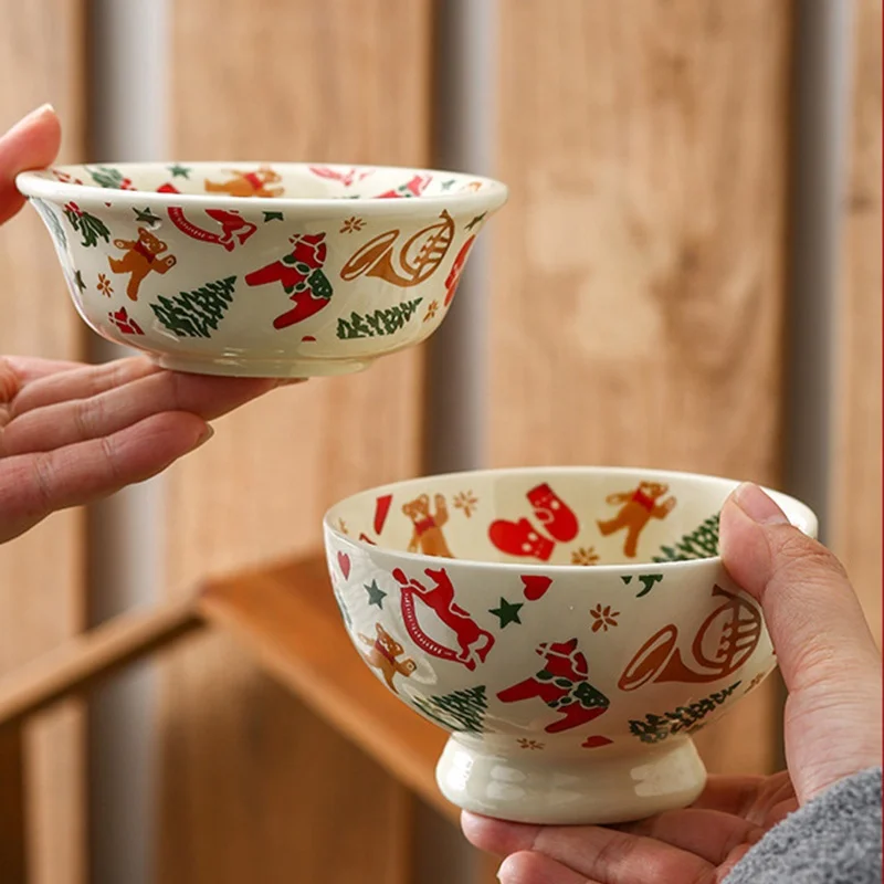 Индивидуальная винтажная Милая мультяшная Рождественская тарелка Подарочная коробка наборы керамической посуды