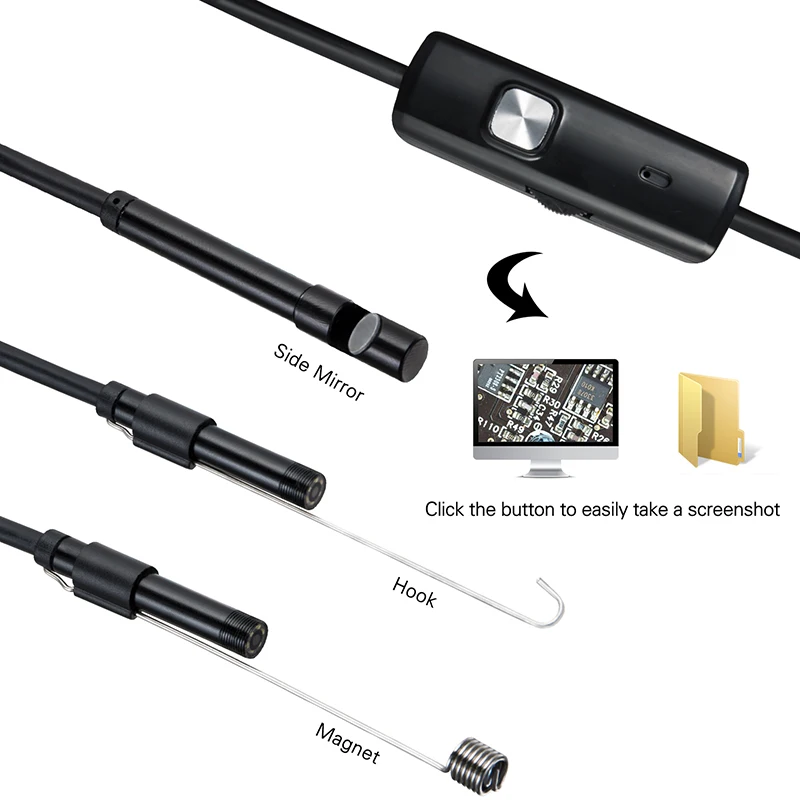 7mm 720P IP67 Waterproof Industrial Endoscope Camera Night Vision Flexible Borescope Rigid Camera For Android OTG USB