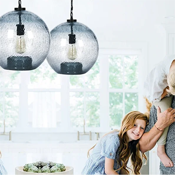 Farmhouse Pendant Light Hand Blown Glass Ceiling Hanging Lamp Shade Kitchen Island Lighting