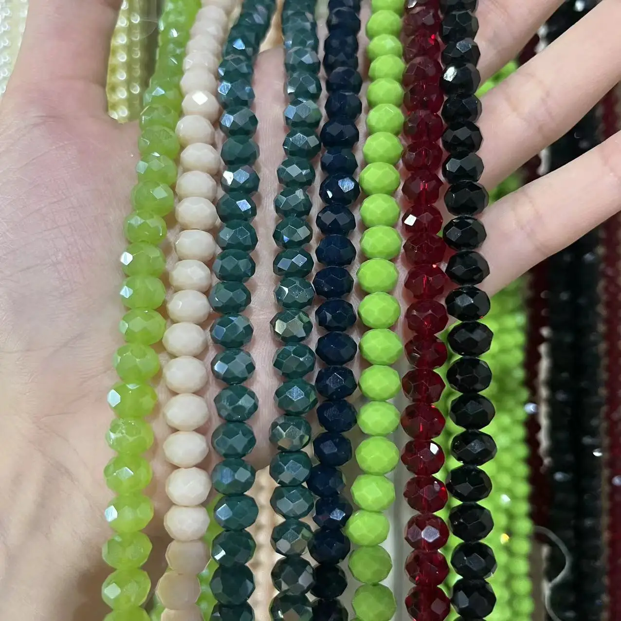 High Quality Bestone 6*8 mm Glass Beads AB Color Faceted Bicone Glass Crystal Beads DIY Loose Beads