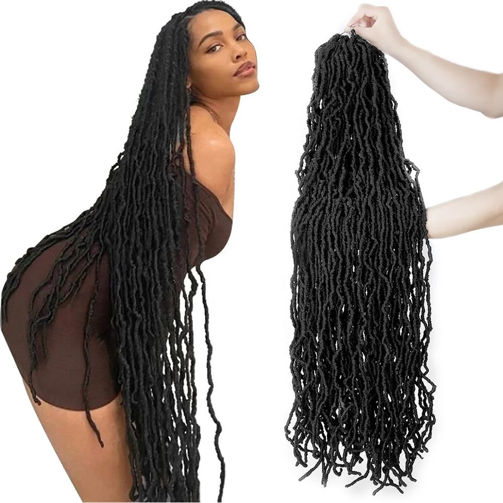 LW-77QT 36 Inch FauxLocs Crochet Braids Hair Pre-looped Nu Locs Crochet Curly Extended Soft Locs Braiding Hair For Women