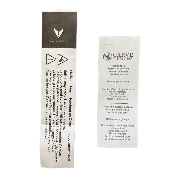 Coated Nylon Taffeta Label Fabric for Care Neck Label Brand Name Private Logo Underwear Printed Label Wash Care Satin Smooth