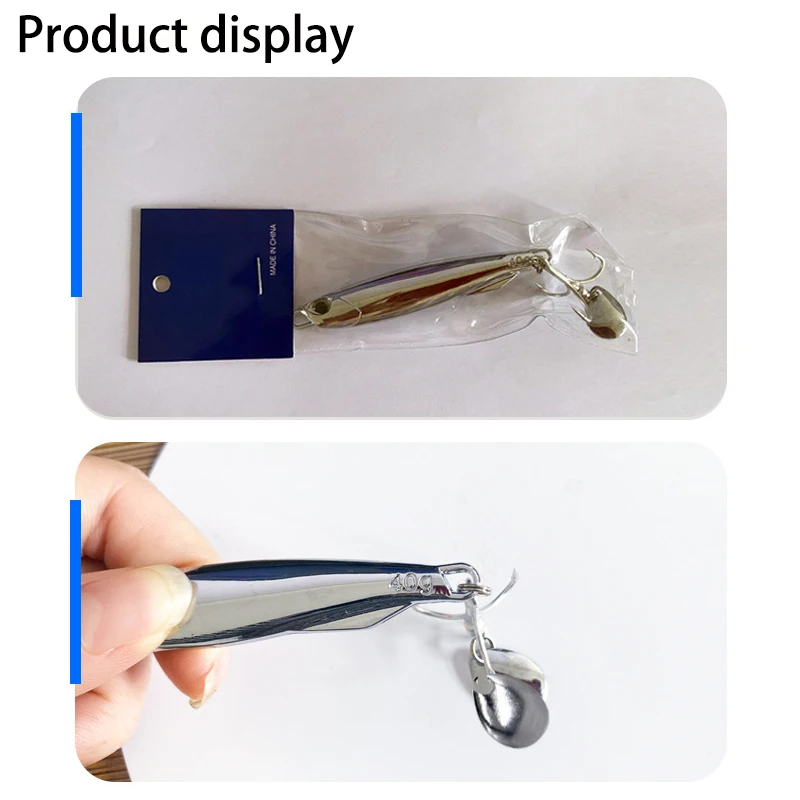 Chromium-Plating Metal Hard Artificial Bait Saltwater Triple Hooks  Fishing Lead Slow Jigging Lure with Spoon