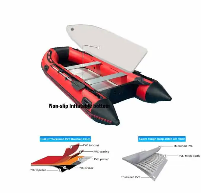 Synsor 2024 New PVC Drop Stitch 3m Inflatable Fishing Boat 3 4 5 person aluminium alloy floor inflatable boats for sale